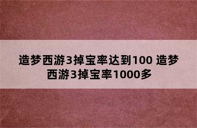 造梦西游3掉宝率达到100 造梦西游3掉宝率1000多